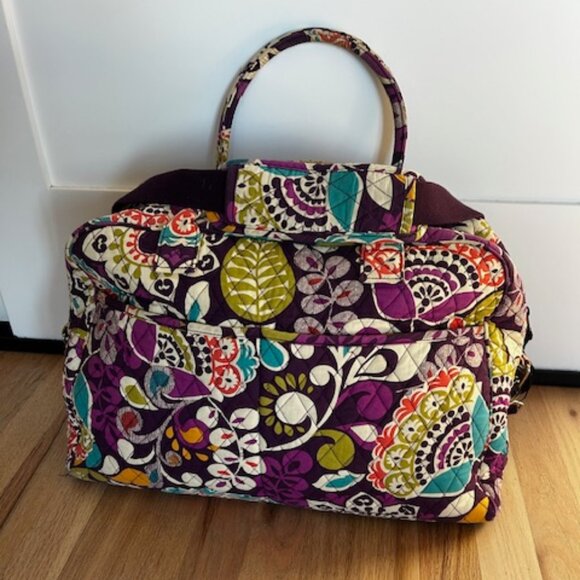 Vera Bradley Grand Traveler Duffel Weekender Bag Plum Crazy EXCELLENT - Picture 1 of 9